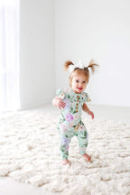 Posh Peanut Baby Girl Pajamas – Ruffled Cap Sleeve Romper PJs – Soft Viscose - Image 3