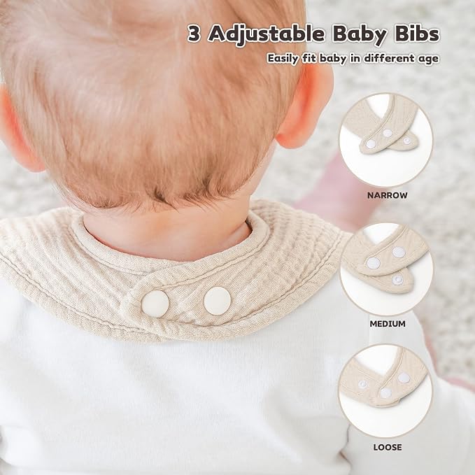 Susurration Muslin Baby Drool Bibs 6Pack Soft Square Adjustable Baby Bandana - Image 5