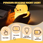 Penguin Nursery Night Light, LED Squishy Silicone Lamp, 2 Levels Dimmable - Image 3