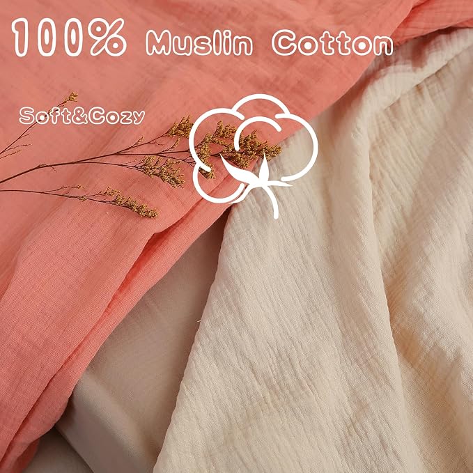 Breathable Crib Sheets for Toddler Bed Mattresses 100% Muslin Cotton Crib - Image 4