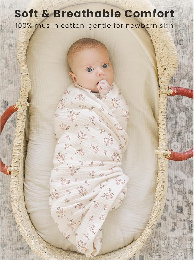 Konssy 3 Pack Muslin Swaddle Blankets - Image 2