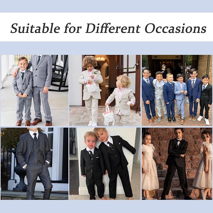 Boys' 3 Piece Suit Set with Suit Jacket, Formal Tuxedos Slim Fit Ring Bearer - Image 6