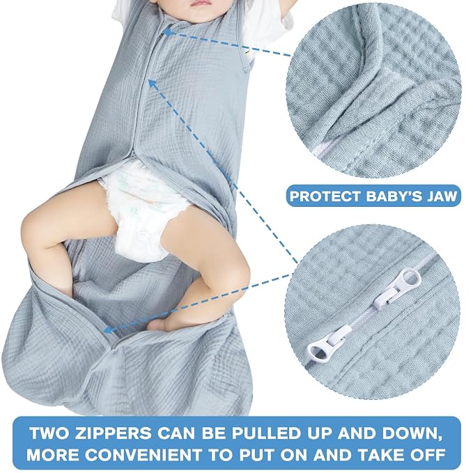 2 Pack Baby Sleep Sack 12-18 Months 100% Organic Cotton Muslin Baby Sleeping - Image 4