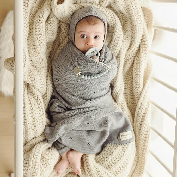 Organic Unisex Pointelle Receiving Swaddle Blanket - Image 2