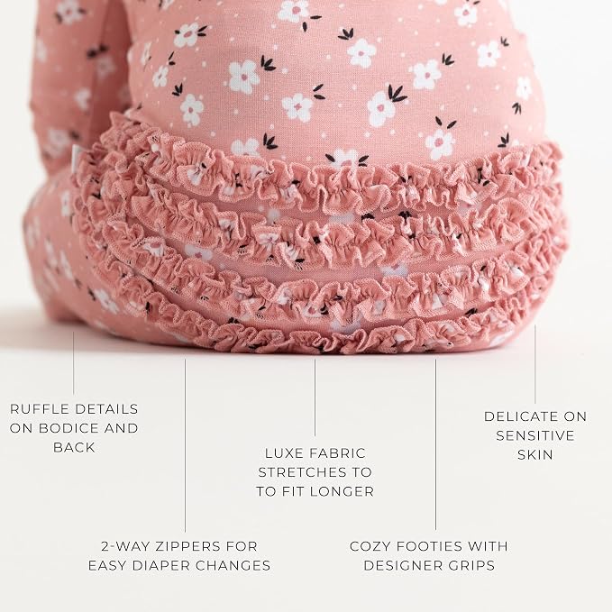 Posh Peanut Footie Pajamas for Baby Girls – Sleepers in Viscose from Bamboo - Image 4