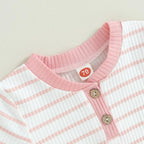 Newborn Baby Boy Girl Clothes Ribbed Knitted Long Sleeve Romper Pants Solid - Image 3