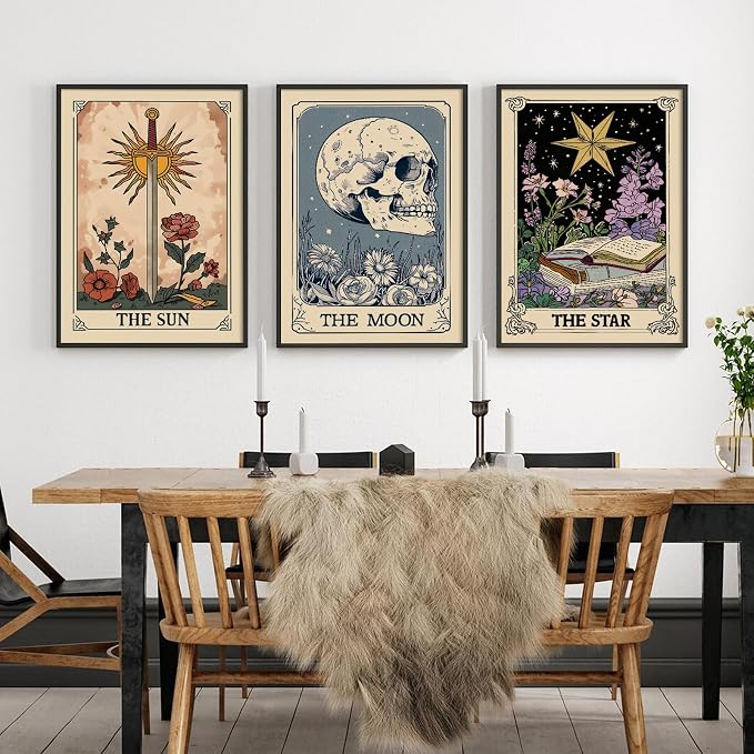Pouydmi Tarot Card Wall Art Sun Moon Canvas Wall Decor Mystical Astrology Wall - Image 3
