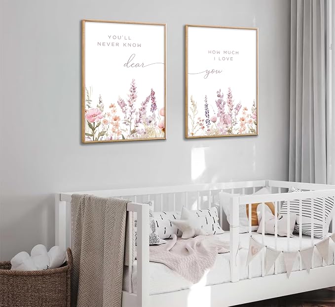KADEYEE 2 Pcs Wildflower Nursery Wall Art Boho Flower Botanical Sentence Wall - Image 7