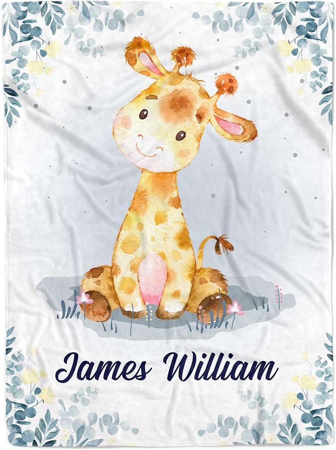 MDPrints Global MDPrints Giraffe Personalized Baby Blankets by MDPrintsGlobal