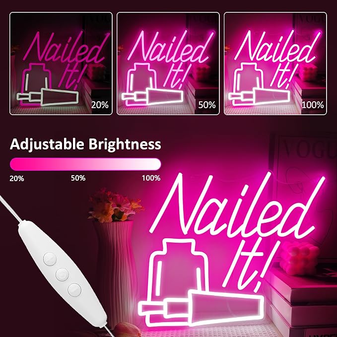 Nailed It! Neon Sign for Wall Decor，Nail Salon Decor for Wall, Nail Room Decor - Image 2