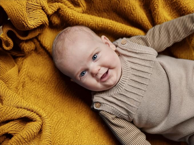 Knitted Organic Cotton Baby Blanket- Swaddle Blanket - Image 2