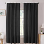 Tollpiz Linen Curtains Living Room Rod Pocket Semi Sheer Curtain Burlap Light by Tollpiz