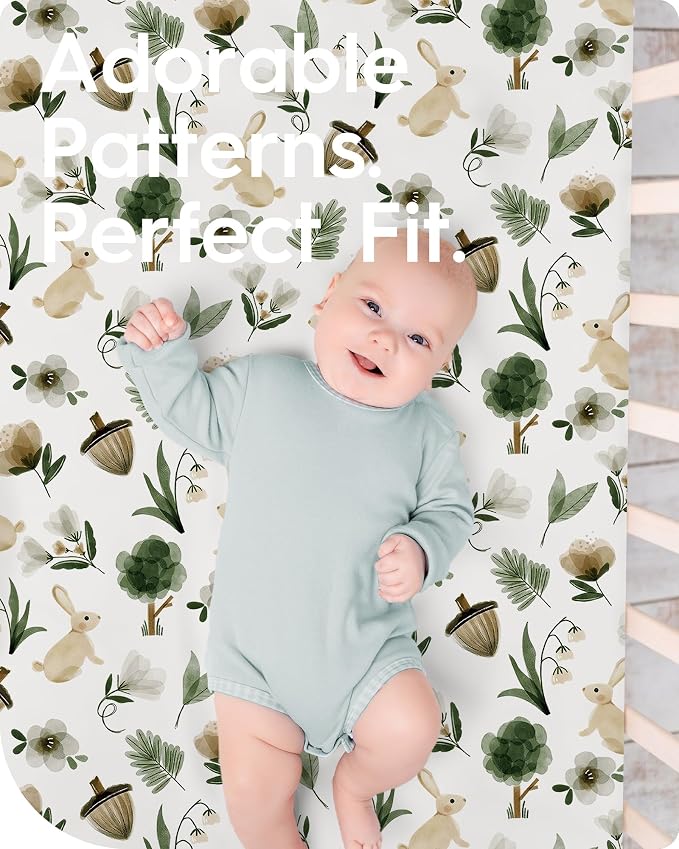 Crib Sheet Netural, Premium Soft Safari Jersey Knit Fitted Crib Sheet, Crib - Image 2