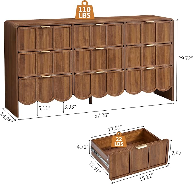 9 Drawer Dresser for Bedroom, Modern Closet Chest of Drawers - Image 2