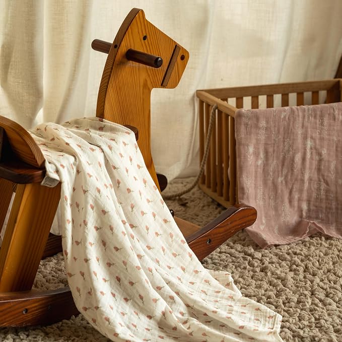 Muslin Swaddle Blankets for Newborn, 4 Pack Organic Cotton Baby Blankets for - Image 4