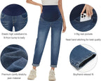 POSHGLAM Women's Maternity Jeans Over Belly Comfy Stretch 28'' Boyfriend Jeans - Image 2