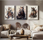 Japanese Cat Wall Art Poster Samurai Cat Canvas Wall Decor Japanese Anime - Image 4