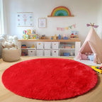 ONASAR Red Round Area Rug 4x4, Soft Bedroom Circle Rugs Floor Mat - Image 5