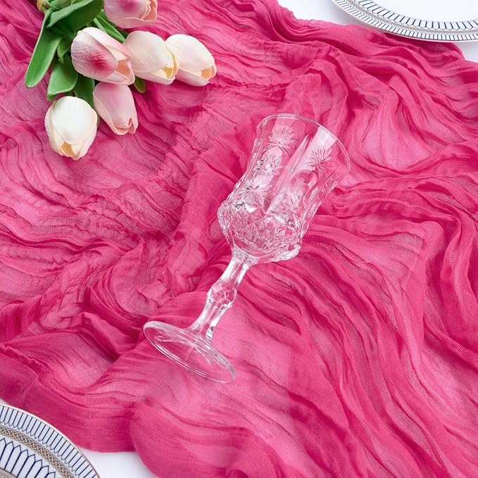 FEXIA 3 Pack Rose Red Table Runner 35x120 Inches - Image 4
