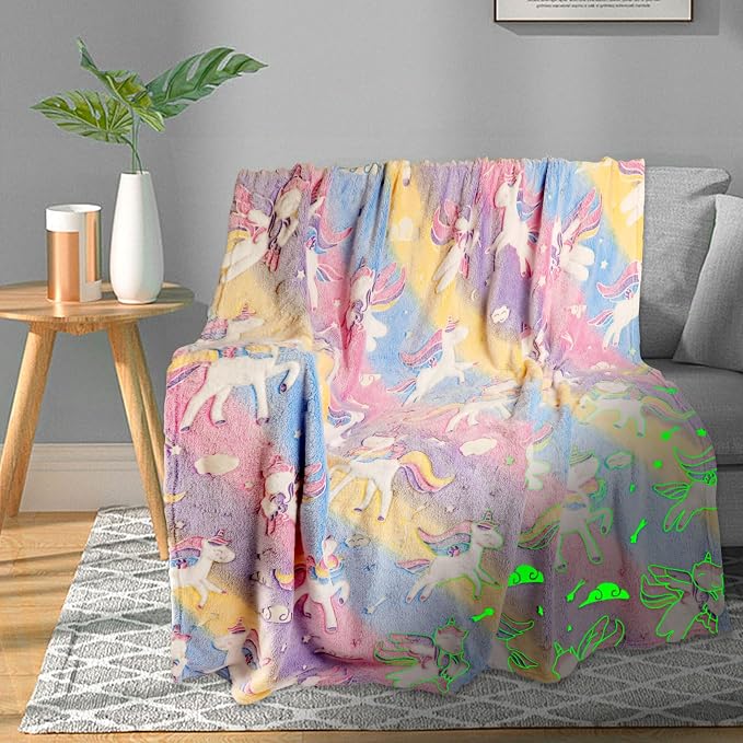Unicorn Glow in The Dark Blanket by TEHALK