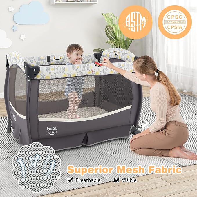 BABY JOY 4 in 1 Pack and Play, Portable Baby Playard - Image 4