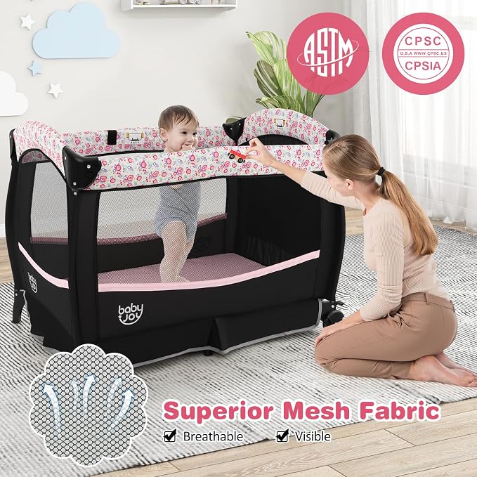 BABY JOY 4 in 1 Pack and Play, Portable Baby Playard - Image 3