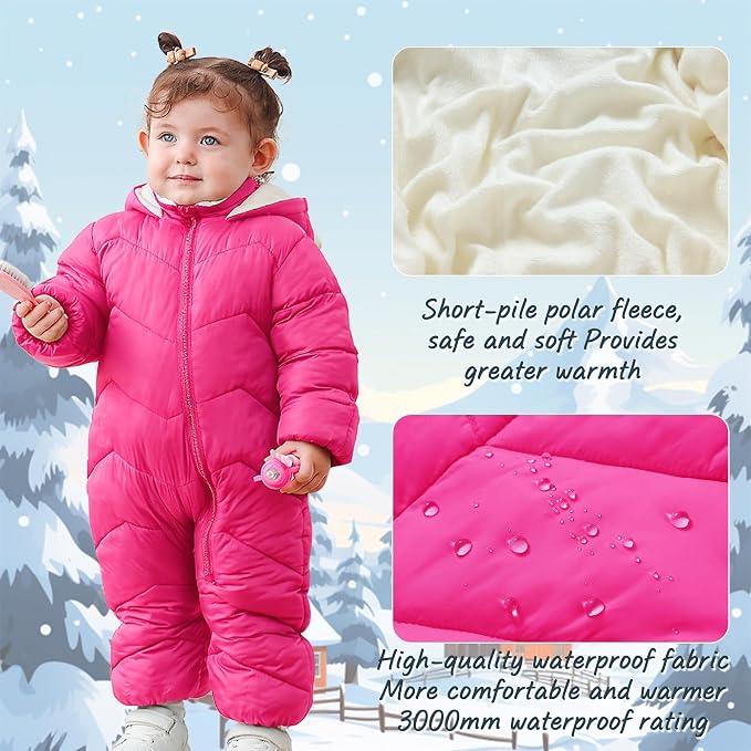 Funnycokid Baby Snowsuit Infant Winter Puffer Coat Newborn 3-24M Hooded - Image 4