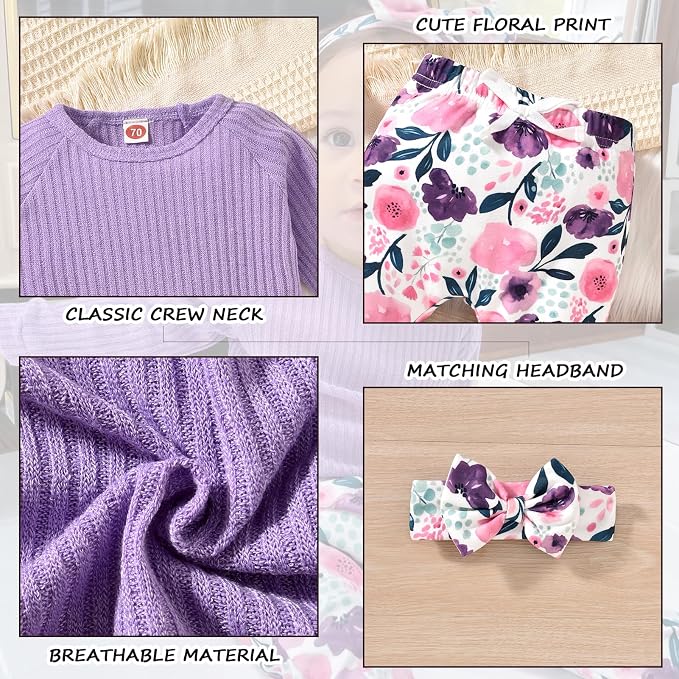 HINTINA Infant Baby Girl Knit Pullover Long Sleeve Sweater Outfits Fall Winter - Image 4