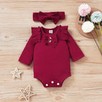 Aalizzwell Preemie Newborn Infant Baby Girls Clothes Ribbed Bodysuit Pants Set - Image 3