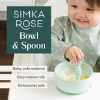 Simka Rose Baby Bowl & Spoon Set, Baby Bowls Suction - Image 2