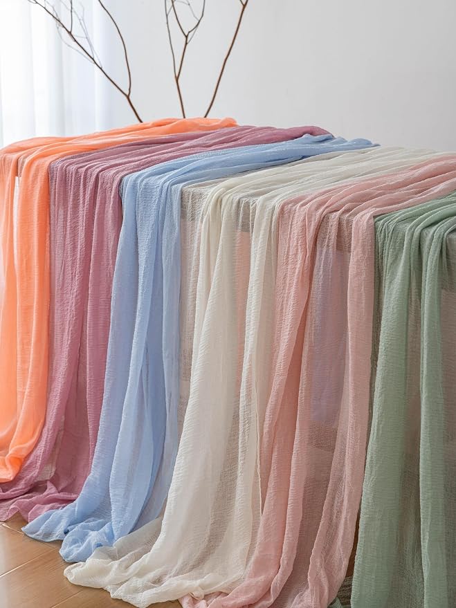 3pcs Ivory Gauze Rustic Cheesecloth Table Runner 120 Inch 10 FT - Image 5