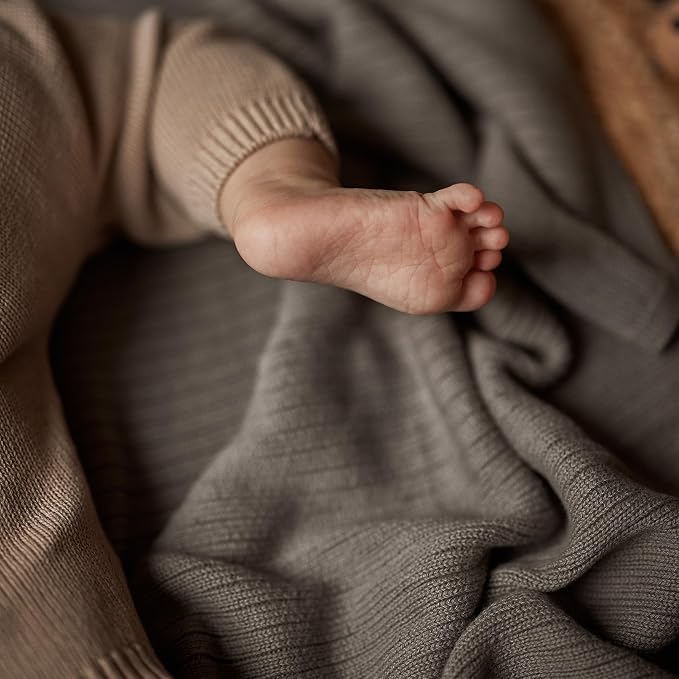 Knitted Organic Cotton Baby Blanket- Swaddle Blanket - Image 4