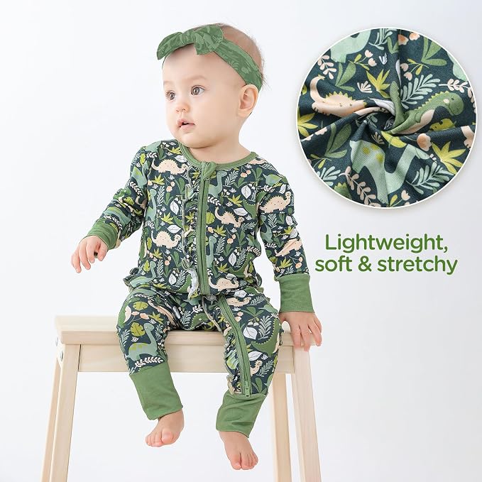 Viscose from Bamboo Ruffled Zippered One-Piece Infant Footless Sleepers Rompers - Image 5