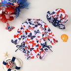 Infant Baby Girl Swimsuit One-Piece Long Sleeve Rash Guard - Image 2