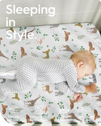 Pack N Play Sheets Fitted, TotBasic Ultra Soft Mini Crib Sheets Safari - Image 2