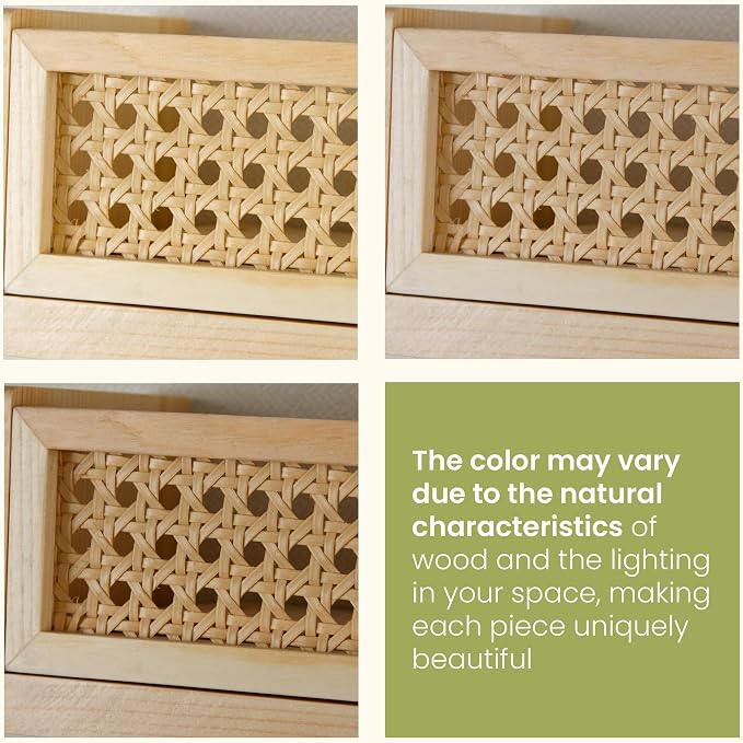Rattan Wall Shelf – 3 Pack, 16 Inch Floating Shelves - Image 3