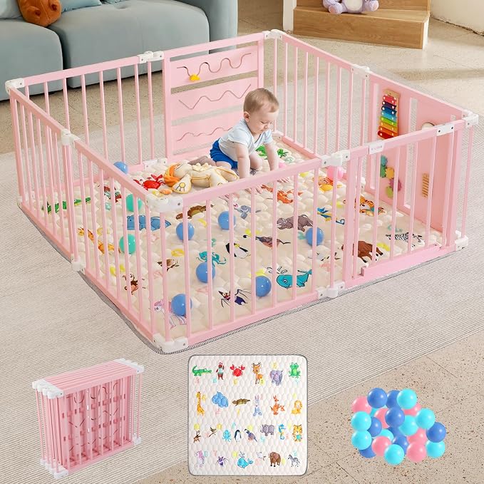 Foldable Wooden Baby Playpen by Yopnoyik
