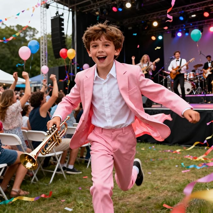 Boys Formal Suit Set 4 Pieces Kids Tuxedo Ring Bearer Outfit - Image 5