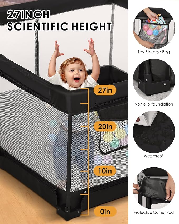 Foldable Baby Playpen, Extra Large Collapsible Play Yard - Image 3