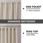 Tollpiz Short Linen Curtain Bedroom Rod Pocket Semi Sheer Curtains Burlap Light - Image 5