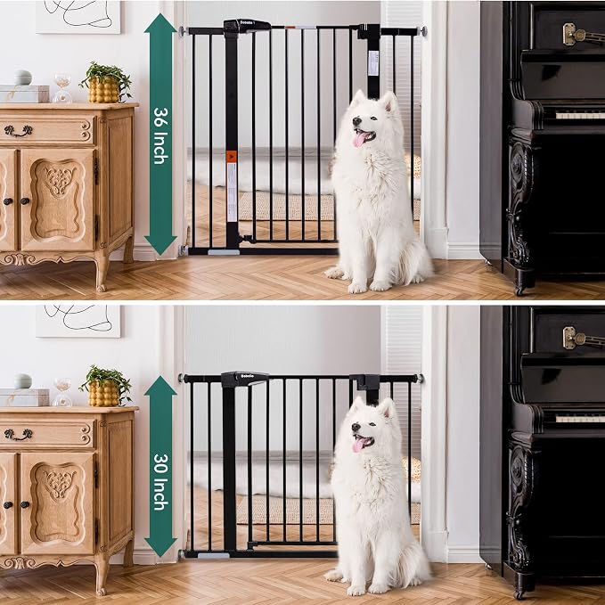 BABELIO 36" Tall Baby Gate, 26-40" Wide Auto Close Pet Gate, PressGuard C5 - Image 2