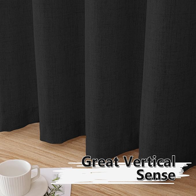 Tollpiz Linen Curtains Living Room Rod Pocket Semi Sheer Curtain Burlap Light - Image 4