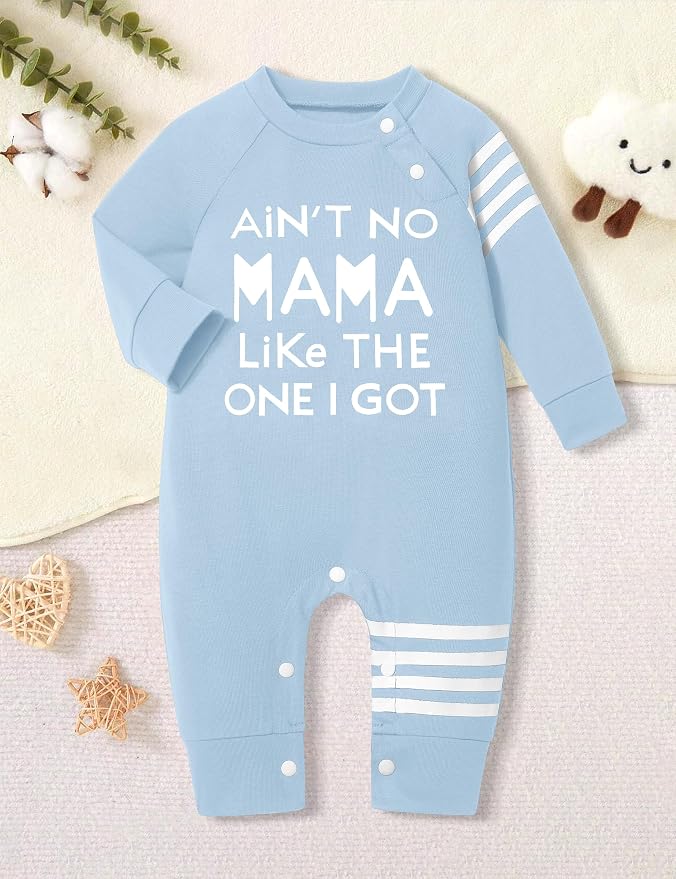 Baby Boy Clothes Infant Mamas Print Romper Stripe Sleeve Outfits Fall Winter - Image 5