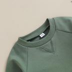 Toddler Baby Boy Clothes Solid Color Long Sleeve Crewneck Sweatshirt Top Casual - Image 3