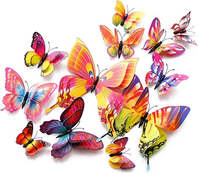 Butterfly Wall Decor 24/48 PCS, 3D Butterflies Stickers by Opseam