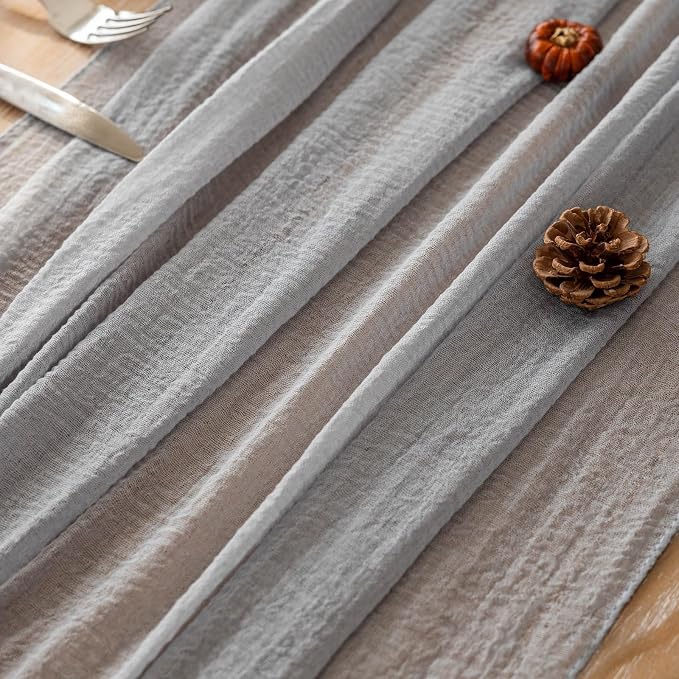 6pcs Dusty Blue Gauze Rustic Cheesecloth Table Runner 120 Inch 10 FT - Image 2