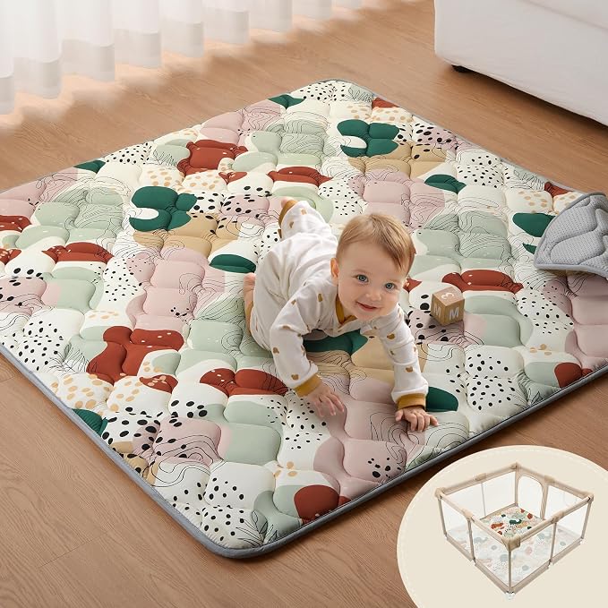 Blissful Diary Baby Play Mats for Floor, 47x47 Inch Playpen Mat, Thicker by ForEveryBabysBetterLife