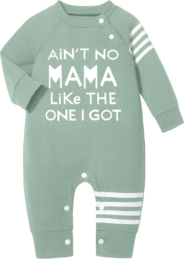 Baby Boy Clothes Infant Mamas Print Romper Stripe Sleeve Outfits Fall Winter by Ribabz