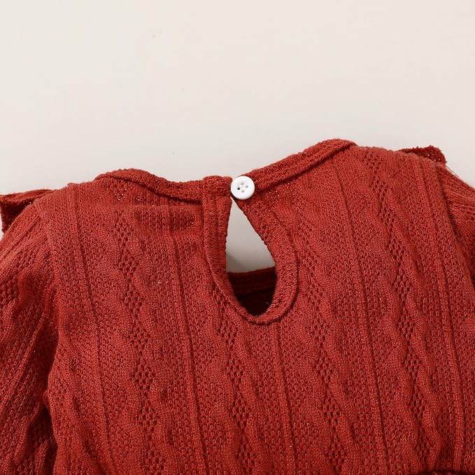 Happy Town Baby Girl Romper Infant Fall Winter Clothes Ruffle Sweater Long - Image 6