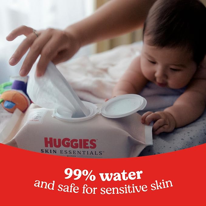 Huggies Skin Essentials Baby Wipes, Hypoallergenic, 99% Water, 6 Flip Top Packs - Image 4